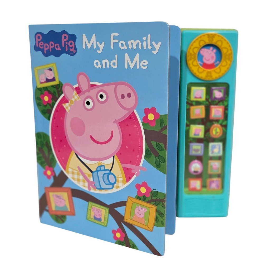Peppa Pig My Family and Me Play-a-Sound Interactive Board Book Blue Teal Snorts